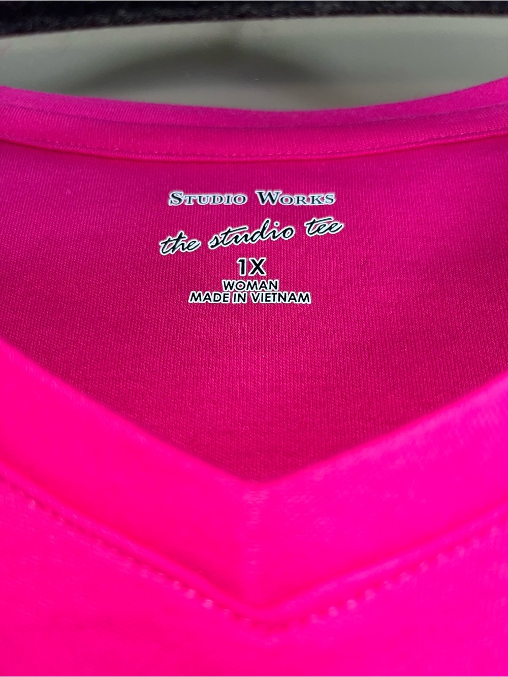 Studio Works V-Neck Short Sleeve Tee - Bright Pink - Picture 2 of 3